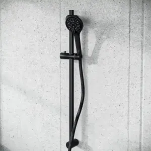 2-Way Overhead Rainfall Shower and Matte Black Raiser Rail with Handset Set