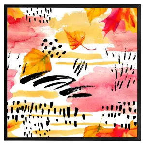 Abstract fall pattern in bright autumn colours (Picutre Frame) / 30x30" / Black