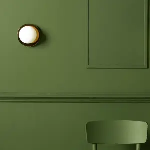 houseof Frosted Glass Opal Ball Shade Disk Wall Light Bathroom Compatible - Gold Brass