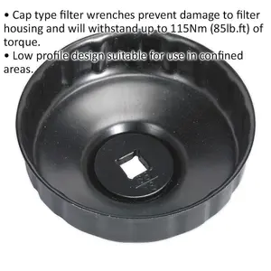 86mm Oil Filter Cap Wrench - 18 Flutes - 3/8" Sq Drive - Low Profile Design