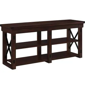 Dorel Espresso Wildwood TV Stand Wooden Veneer Table Furniture Shelves Up To 65"