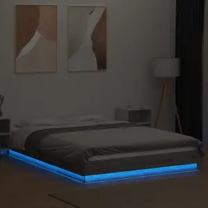 Berkfield Bed Frame with LED Lights without Mattress Grey Sonoma 120x200cm