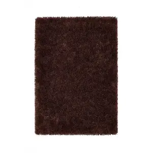 Chocolate Polyester Plain Modern Shaggy Handmade Rug for Living Room and Bedroom-67cm X 200cm