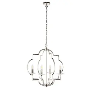 Luminosa Garland 4 Light Ceiling Pendant Polished Nickel & Clear Crystal Glass, E14