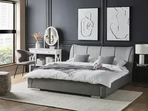 Fabric EU Super King Size Bed Grey NANTES