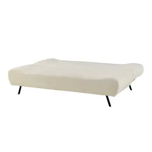 Cirrus 2 Seater Sofa Bed Click Clack Boucle Fluffy Cream Day Bed