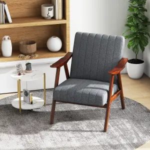 Costway Modern Accent Chair Ergonomic Leisure Chair Fabric Upholstered Lounge Chair