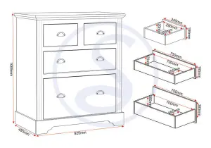 Toledo 2+2 Drawer Chest in Grey and Oak Effect Veneer