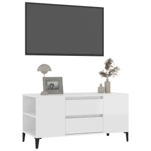 Berkfield TV Cabinet High Gloss White 102x44.5x50 cm Engineered Wood