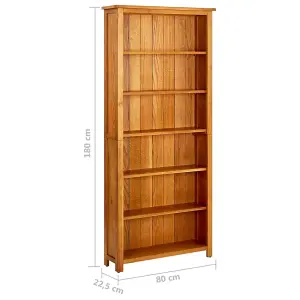 Berkfield 6-Tier Bookcase 80x22.5x180 cm Solid Oak Wood