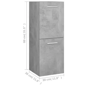 Berkfield Bathroom Cabinet Concrete Grey 30x30x80 cm Engineered Wood