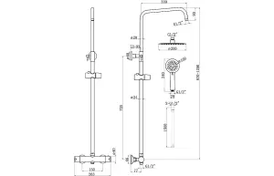 Aquarius Zanelli Two Outlet Shower Pack w/Riser & Overhead Brushed Brass AQ2814