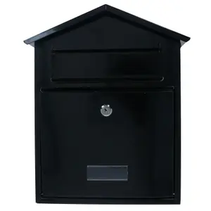 Letter Post Mail Box Metal Black Wall Door Gate Fence Garden House Lockable