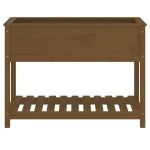 Berkfield Planter with Shelf Honey Brown 111.5x54x81 cm Solid Wood Pine