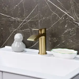 Flode Falun Mono Basin Mixer Tap Brushed Brass