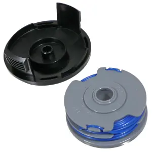 SPARES2GO Spool Line and Cap compatible with MacAllister GTB2-600 MGT 600 Strimmer Trimmer (1.5mm, 5m)