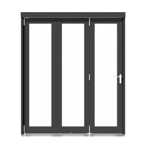 Rohden Clear Fully glazed Anthracite Grey Timber External Contemporary 3 Patio door, (H)2090mm (W)1790mm