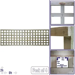 Premier Garden Supplies 4x Width: 6ft x Height: 2ft Flat Top Square Trellis Fence Topper Panel/Wall Climber Privacy Design