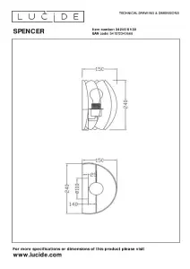 Lucide SPENCER - Wall light - 1xE27 - Black