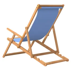 Berkfield Folding Beach Chair Solid Wood Teak Blue