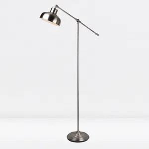 First Choice Lighting Satin Nickel Lever Arm Floor Lamp