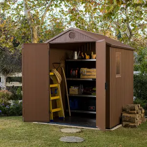 Keter Darwin 6x6 ft Apex 2 door Shed with floor & 1 window (Base included)