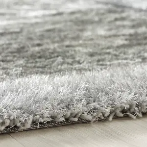 Origins Shimmer Shaggy Border Silver Rug 120 X 170