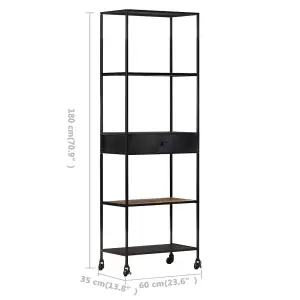 Berkfield Book Cabinet 60x35x180 cm Rough Mango Wood & Iron