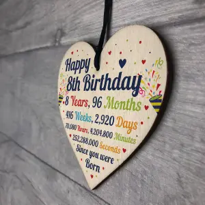 Red Ocean 8th Birthday Gift For Boys Wooden Heart 8th Birthday Gift For Girls 8th Birthday Decorations