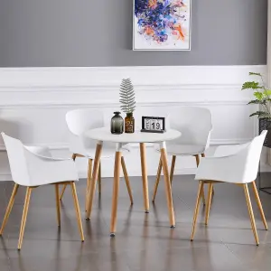 Set of 2 Eden Dining Chairs with Leather Cushions Dining Armchair White