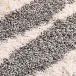 Ivory/Grey Abstract Modern Easy to Clean Rug for Living Room Bedroom and Dining Room-160cm X 220cm