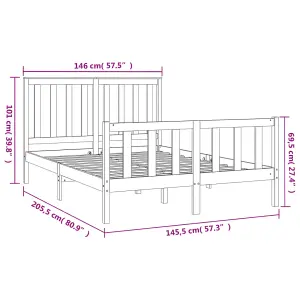 Berkfield Bed Frame with Headboard 140x200 cm Solid Wood Pine