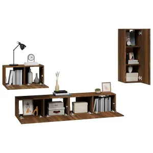 Berkfield 4 Piece TV Cabinet Set Brown Oak Engineered Wood