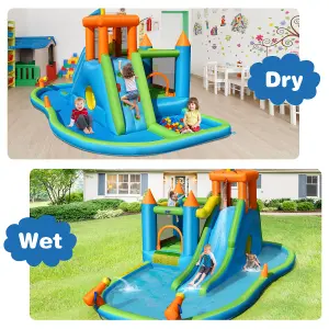 Costway Inflatable Water Slide Kids Jumping Bounce House Splash Water Pool w/ Blower