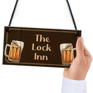 The Lock Inn HOME BAR Sign Lockdown Sign Man Cave Shed Plaque Gift