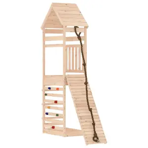 Berkfield Playhouse with Climbing Wall Solid Wood Pine