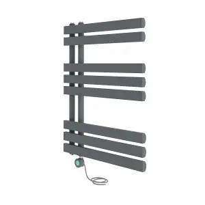 Rinse Bathrooms Designer Electric Thermostatic Heated Towel Rail D Shape Bathroom Radiator Warmer 800x600mm Sand Grey