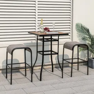 COSTWAY Set of 2 Patio Bar Stools 76 cm Outdoor Metal Bar Height Bistro Stools