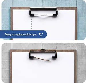 12-Pack Mountable Metal Clipboard Clips Spring-Loaded with Rubber Edge & Hanging Hole for Clipboard Replacement