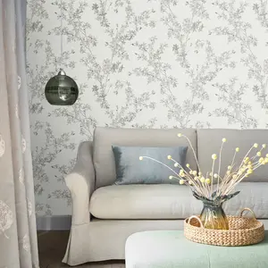 Laura Ashley Forstyhia Steel Floral Smooth Wallpaper Sample