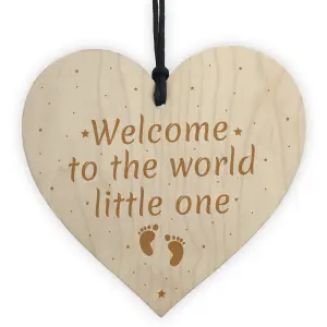 Red Ocean Newborn Baby Girl Boy Pregnancy Shower Wooden Heart Sign Christening Gift For Baby