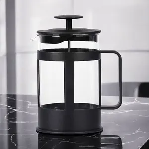 URBNLIVING 800ml Black Cafetiere Filter Coffee Tea Pot Press Brewer Maker Glass Plunger Home Kit