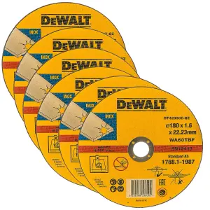 Dewalt 180mm 7" 1.6mm Thin INOX Metal Cutting Disc 22.2mm Bore Flat DCG440N x 6