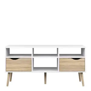 OSLO TV UNIT 2 DRW 4 SHELVES WHITE OAK