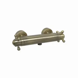 ENKI Gallant Antique Brass Traditional Brass Thermostatic Shower Bar Mixer Valve with Slider Rail Kit SH0591