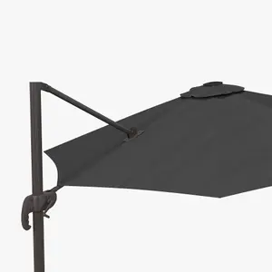 Outsunny 3(m) LED Cantilever Parasol Outdoor with Base Solar Lights Dark Grey