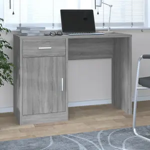 Berkfield Desk with Drawer&Cabinet Grey Sonoma 100x40x73 cm Engineered Wood