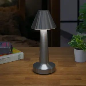 Global Gizmos Rechargeable LED Table Lamp - Silver