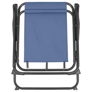 Harbour Housewares Folding Metal Beach Chair - Matt Black/Navy