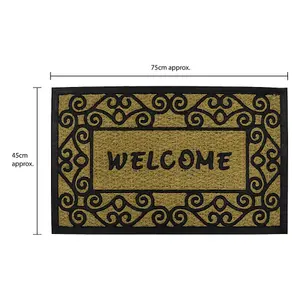 JVL Woven Coir Tuffscrape Doormat, 45x75cm, Welcome